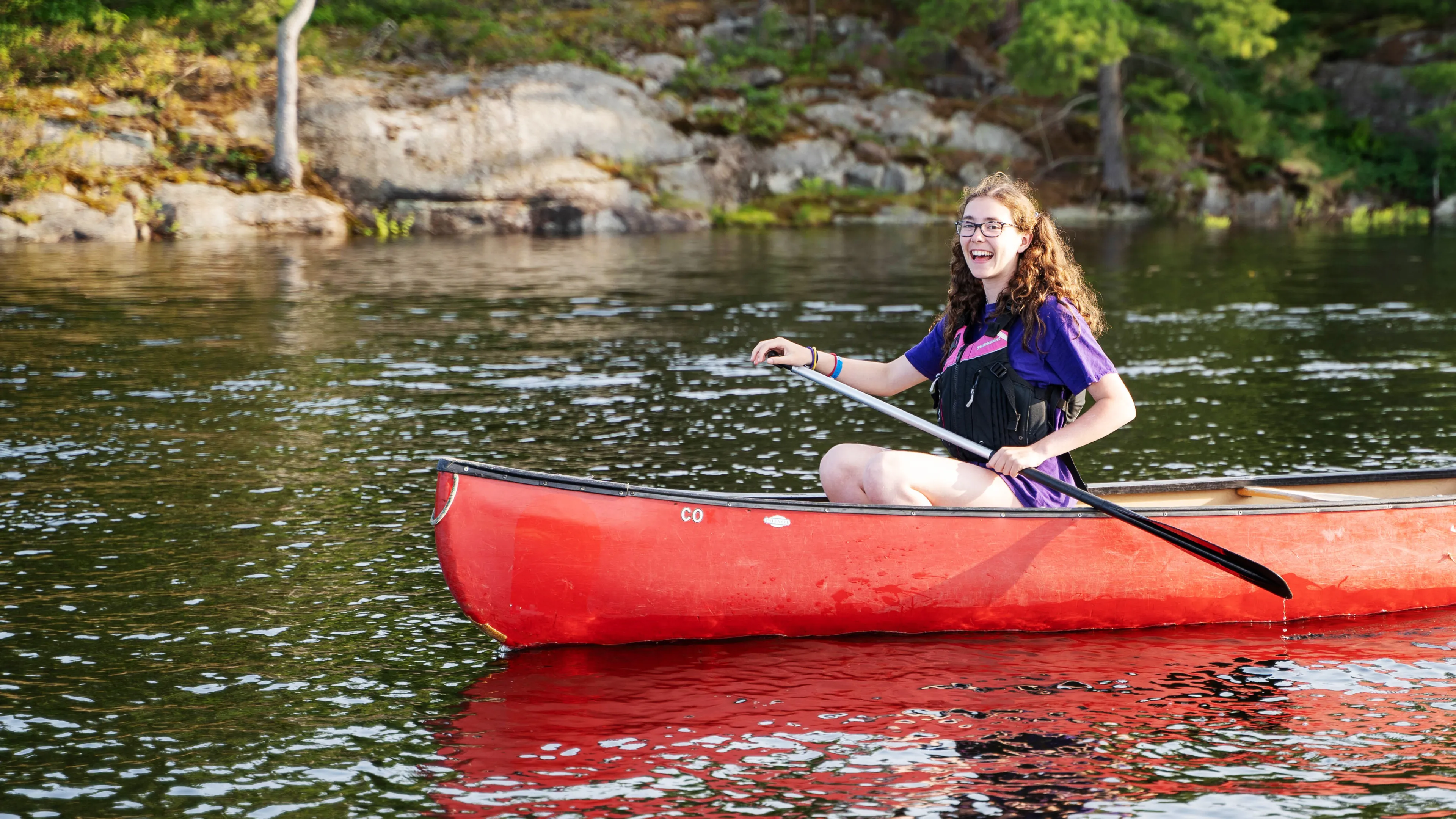 Girls canoeing at CQE