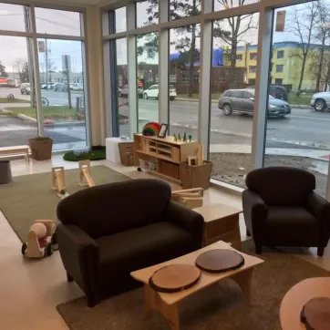 A seating and play area at the YMCA Lucan Child Care Centre