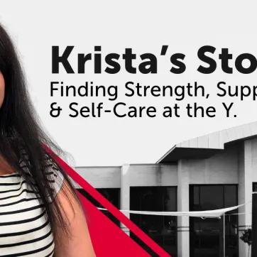 Krista in front of the Sarnia YMCA